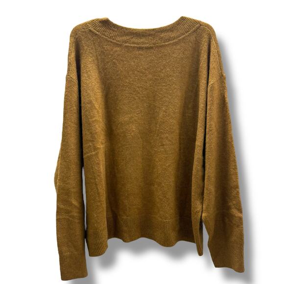 GAP Womens Forever Cozy V-Neck Sweater‎ Rich Camel Sparkle XL NEW - Picture 4 of 8